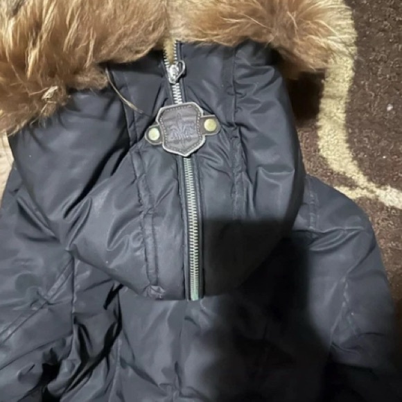 Womens Mackage Lavish Trish Black Fur Hood Trim Zip Duck Down Puffer Coat XS - Picture 4 of 9